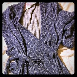 Blue wrap sweater dress (L)